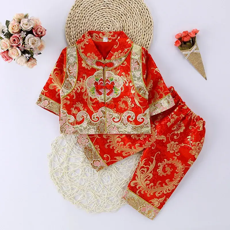 New Boys' Red Tang Suit Ethnic One-Year Old Suit - Image 6