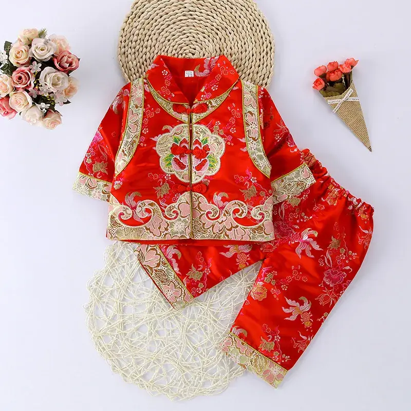 New Boys' Red Tang Suit Ethnic One-Year Old Suit - Image 7