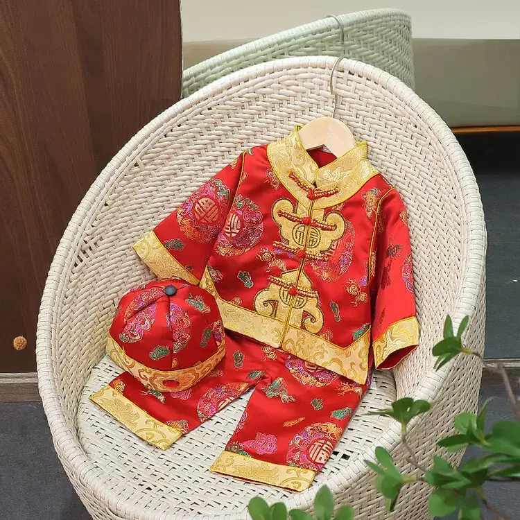 New Boys' Red Tang Suit Ethnic One-Year Old Suit - Image 8