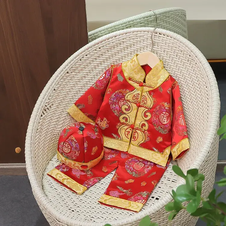 New Boys' Red Tang Suit Ethnic One-Year Old Suit - Image 9