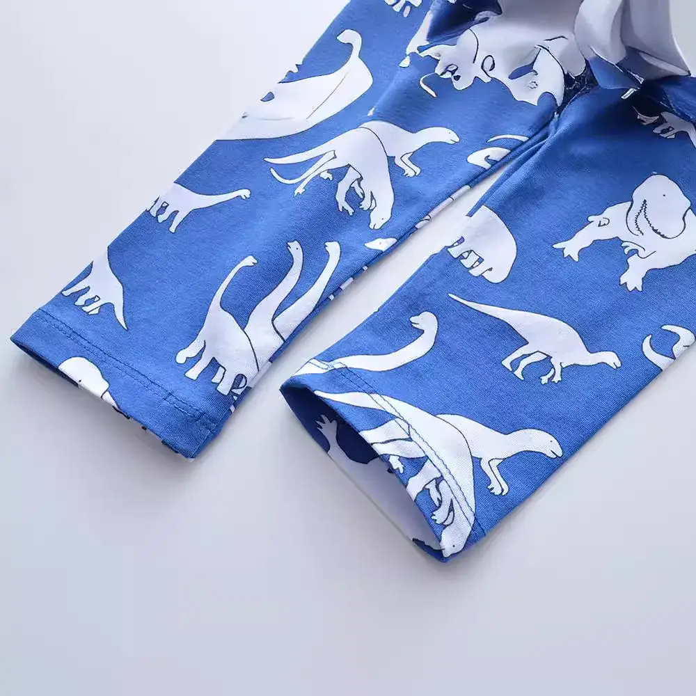 Blue Cartoon Printed Kids Leggings Set - Image 4