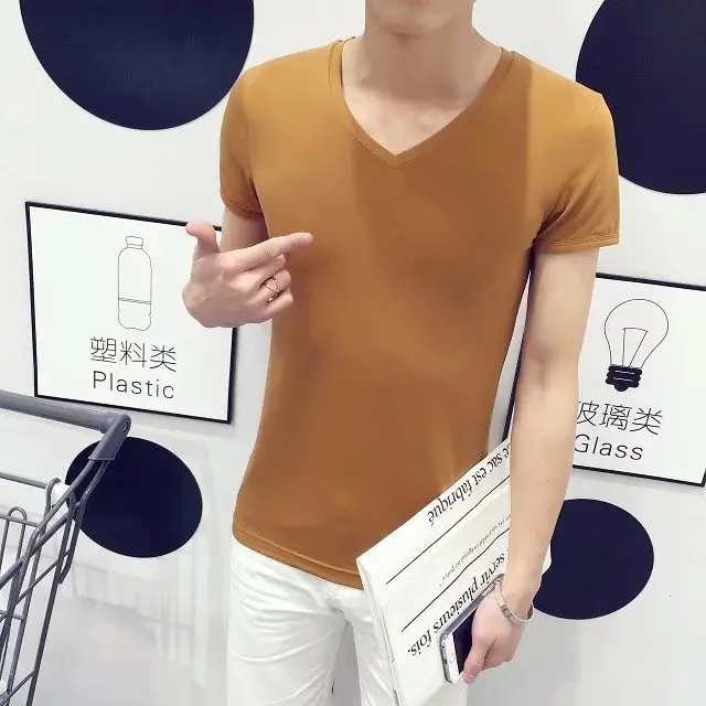 Men's 2024 Summer T-Shirt Brown Loose Large - Image 2