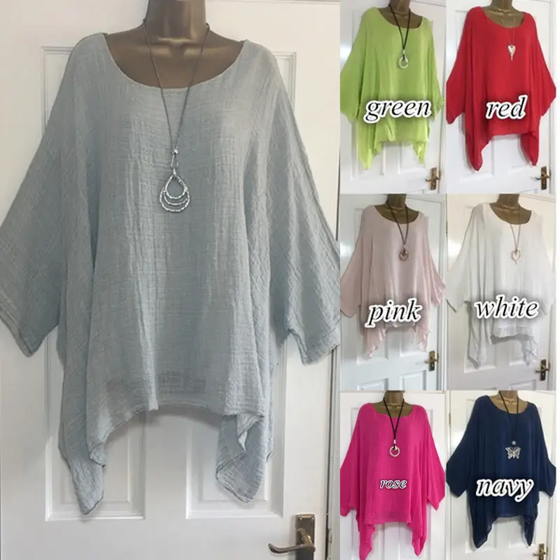 Women's Light Pink Irregular Cotton Top 2024 - Image 8