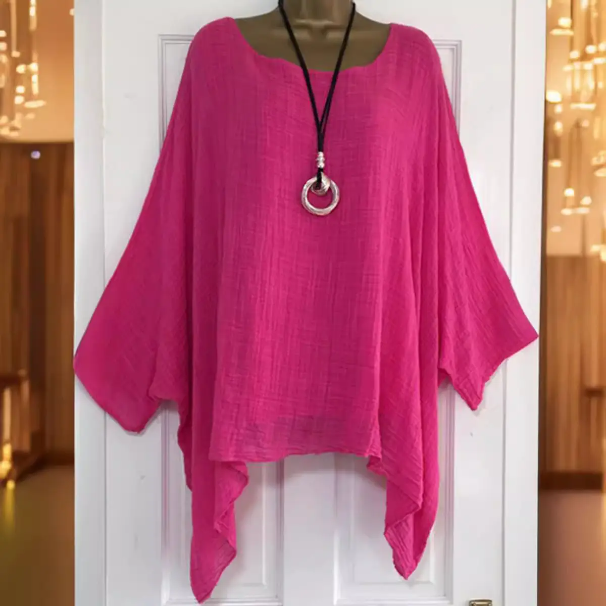 Women's Light Pink Irregular Cotton Top 2024 - Image 9