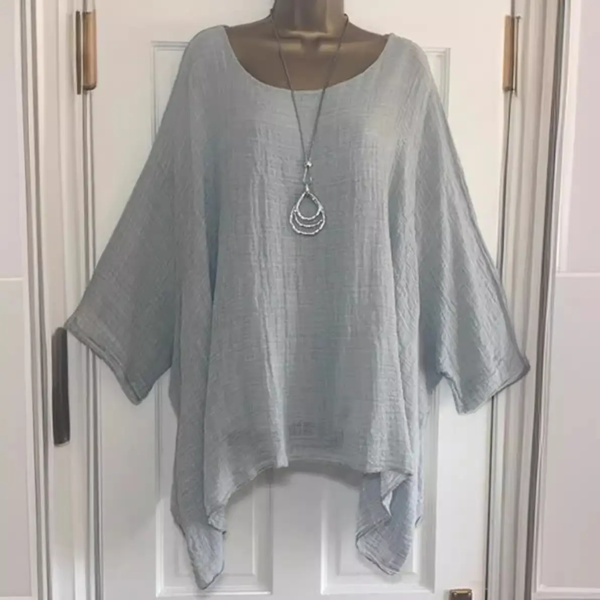 Women's Light Pink Irregular Cotton Top 2024 - Image 11