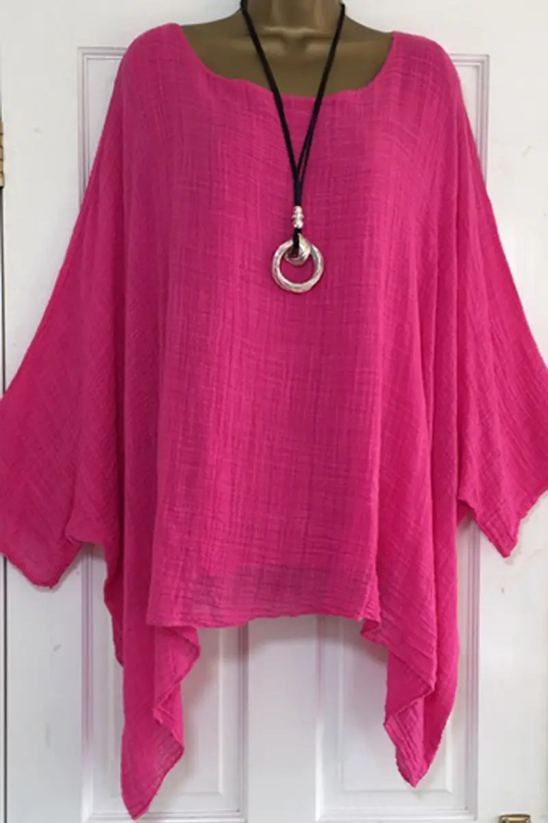 Women's Light Pink Irregular Cotton Top 2024 - Image 7