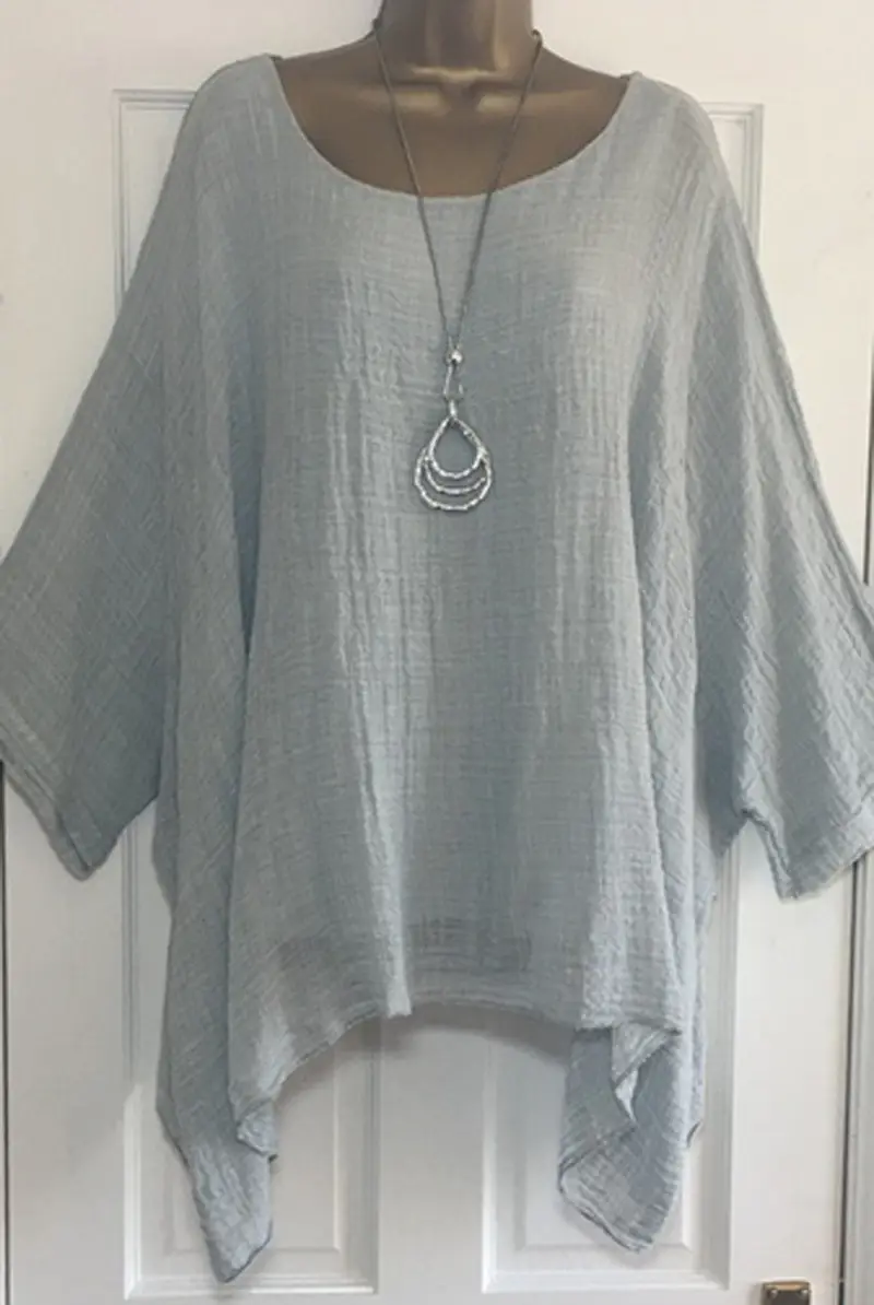 Women's Light Pink Irregular Cotton Top 2024 - Image 2