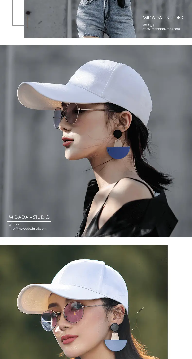 11cm Long Brim Black Baseball Cap for Women — feature 10
