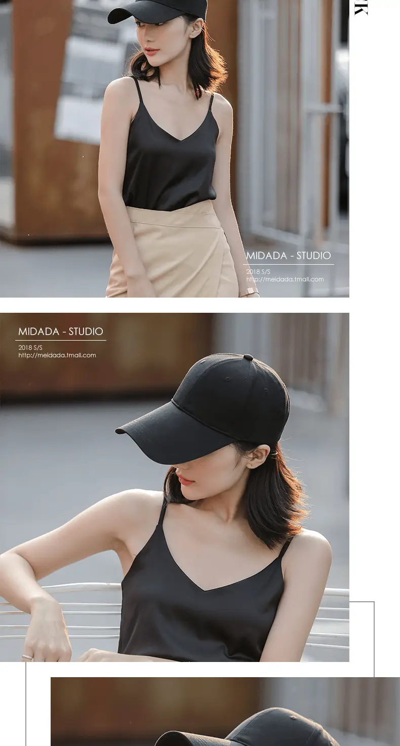 11cm Long Brim Black Baseball Cap for Women — feature 12