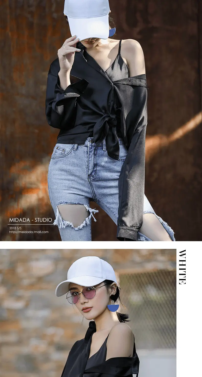 11cm Long Brim Black Baseball Cap for Women — feature 8