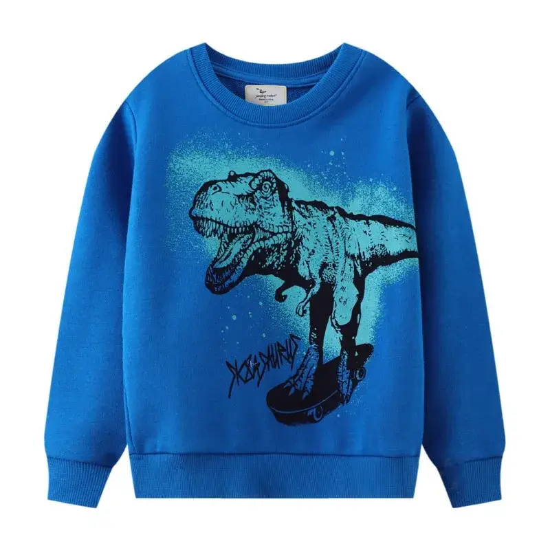 Kids Black Graphic Sweatshirt Long Sleeve Terry Cloth - Image 26