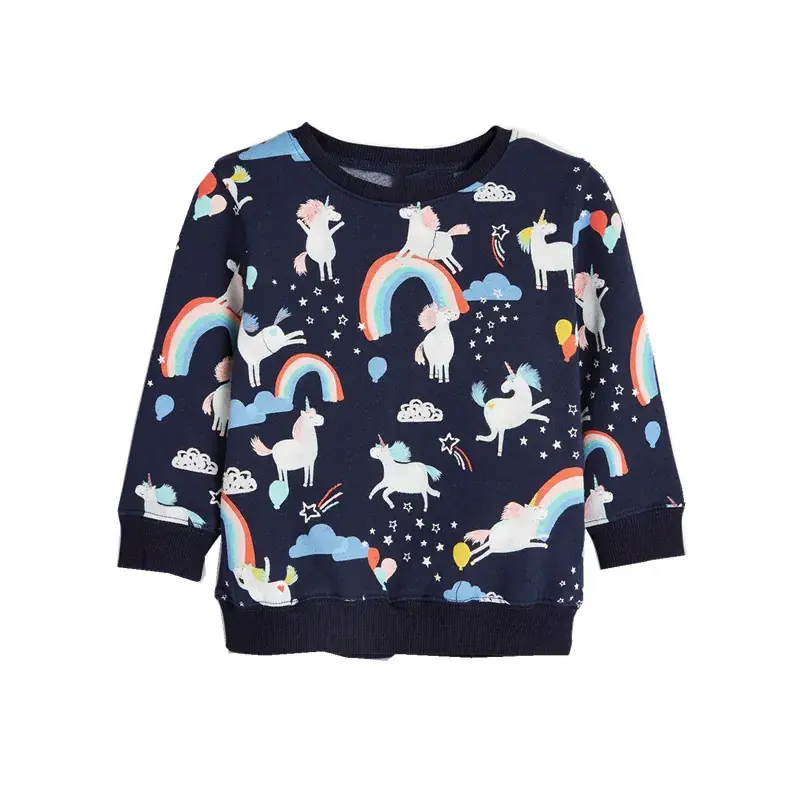 Kids Black Graphic Sweatshirt Long Sleeve Terry Cloth - Image 7