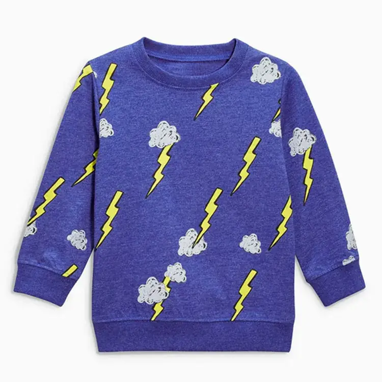 Kids Black Graphic Sweatshirt Long Sleeve Terry Cloth - Image 9