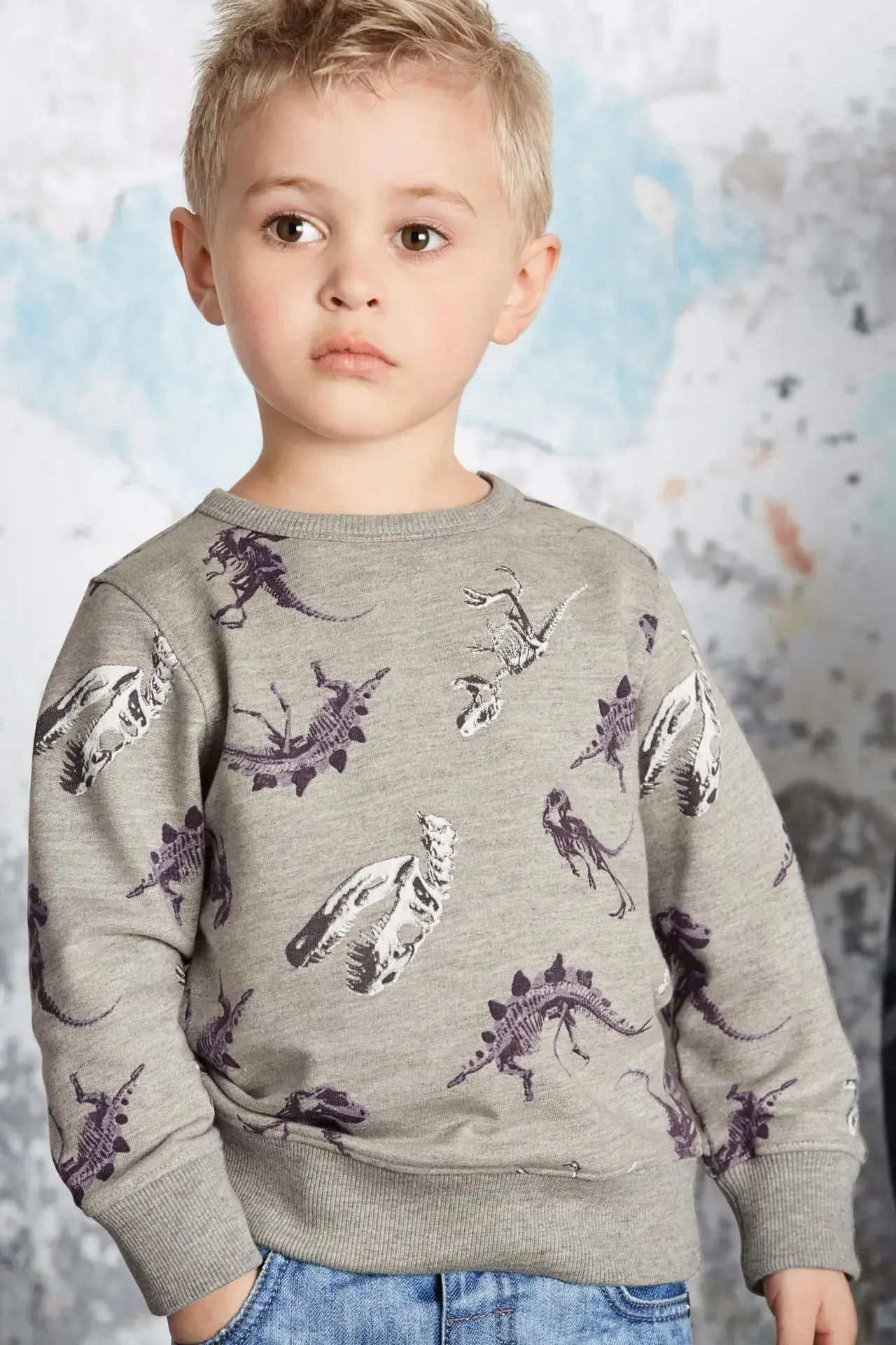 Kids Black Graphic Sweatshirt Long Sleeve Terry Cloth - Image 10