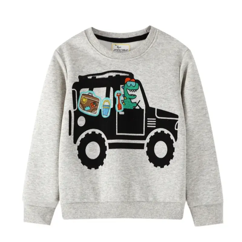 Kids Black Graphic Sweatshirt Long Sleeve Terry Cloth - Image 11