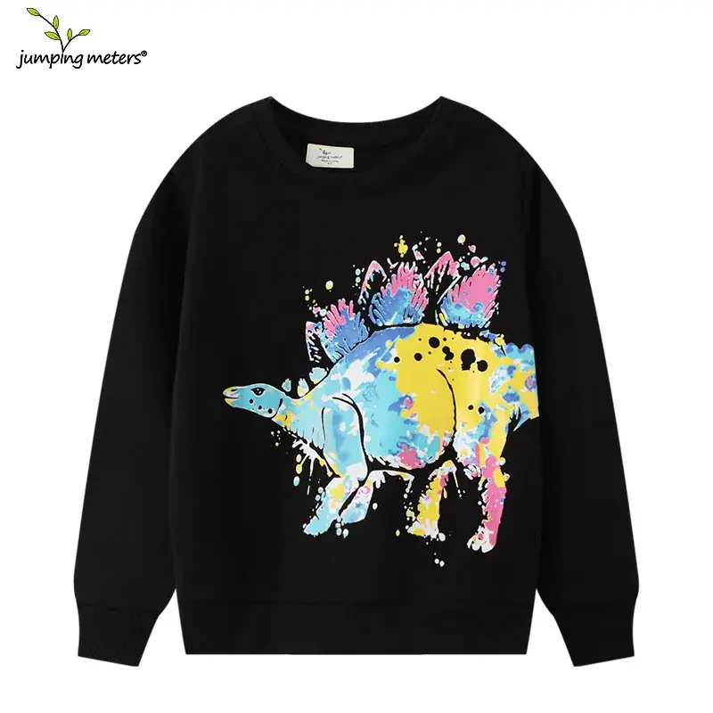 Kids Black Graphic Sweatshirt Long Sleeve Terry Cloth - Image 16