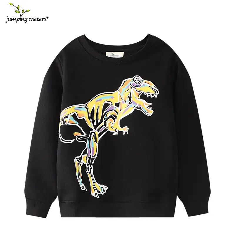 Kids Black Graphic Sweatshirt Long Sleeve Terry Cloth - Image 18