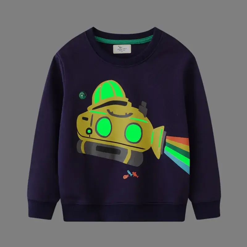 Kids Black Graphic Sweatshirt Long Sleeve Terry Cloth - Image 19