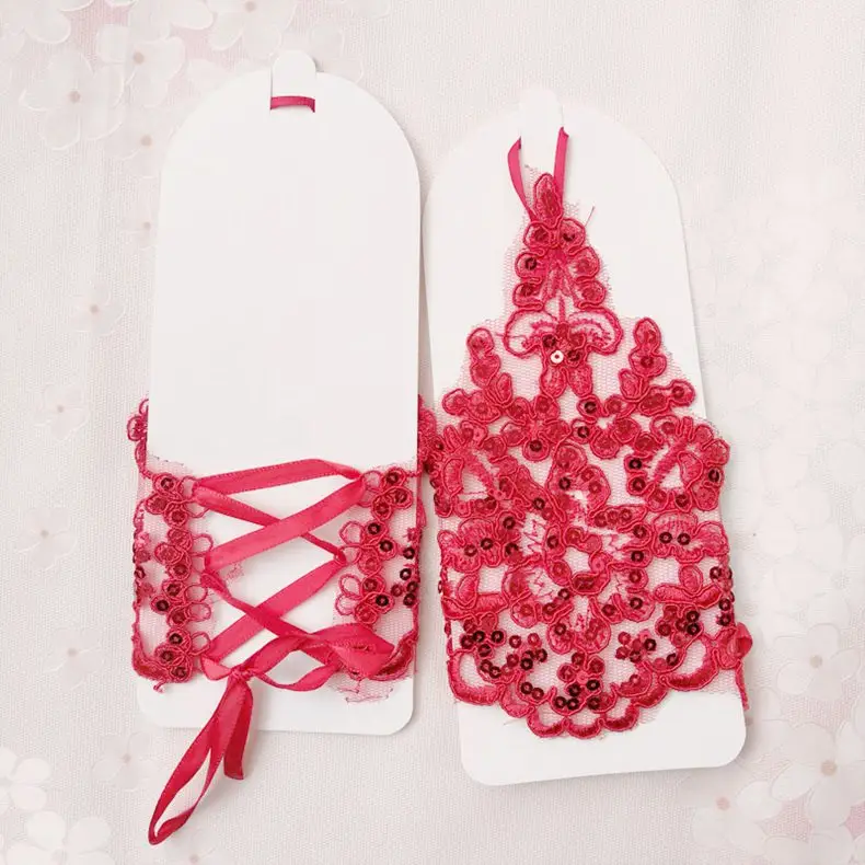 Korean Lace Diamond Fingerless Girl's Wedding Gloves