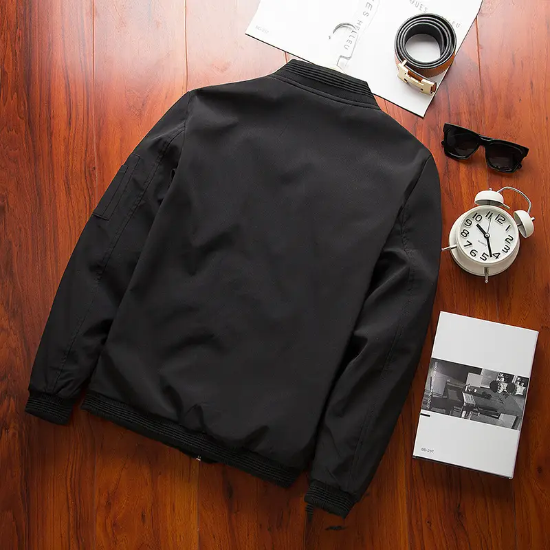 Men's Navy Blue Thin Jacket with White Trim - Image 7