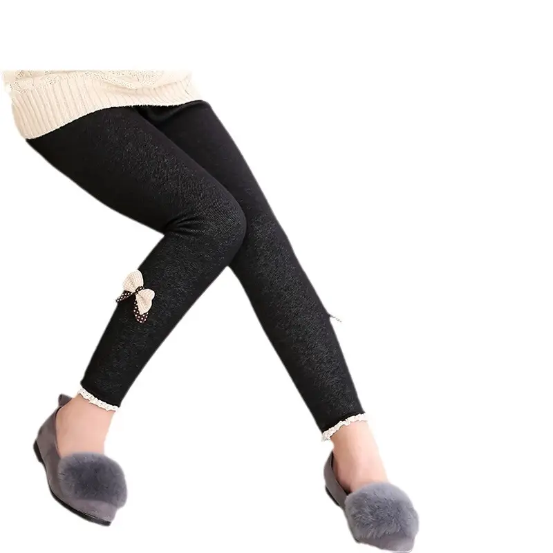 New Girls Fleece Lined Gloves with Bow Embroidery