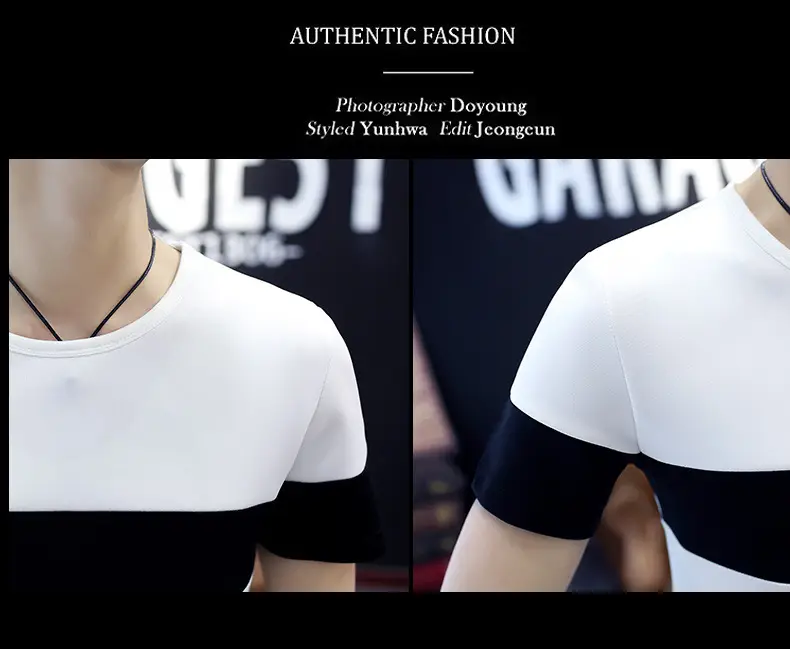 Men Striped T-Shirt White Black Slim Fit Summer Wear — feature 23