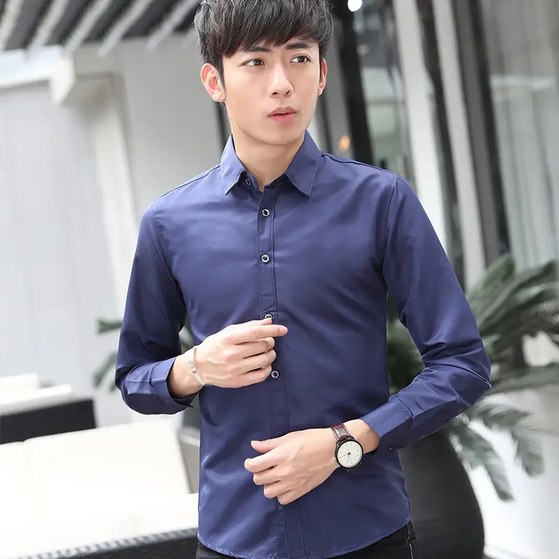 Men's Slim Fit Black Button Down Shirt Long Sleeve - Image 3