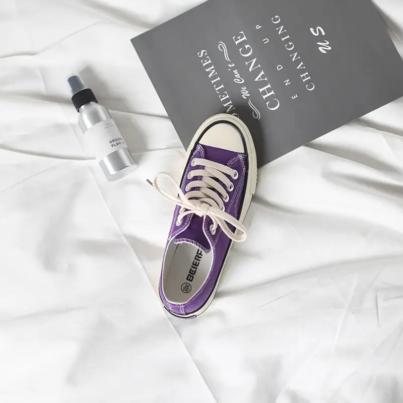 Beier New ins purple canvas shoes 1970s Hong Kong style women's shoes Korean Harajuku students casual skateboard shoes - Image 3