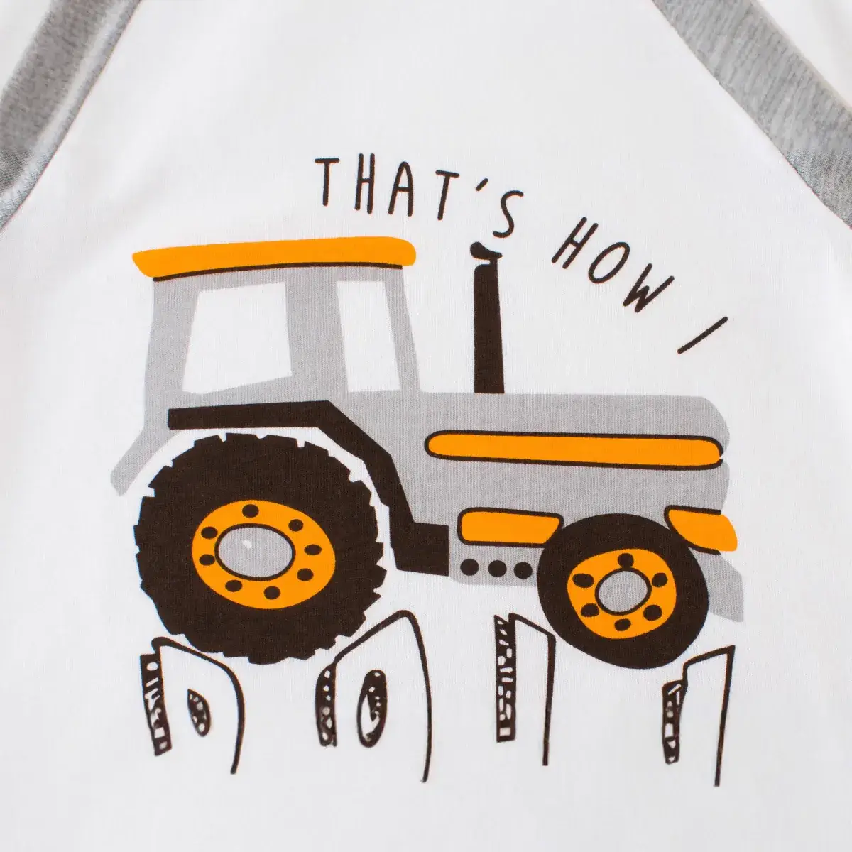 Boy Long Sleeve T-Shirt Grey White Tractor Print - Image 4