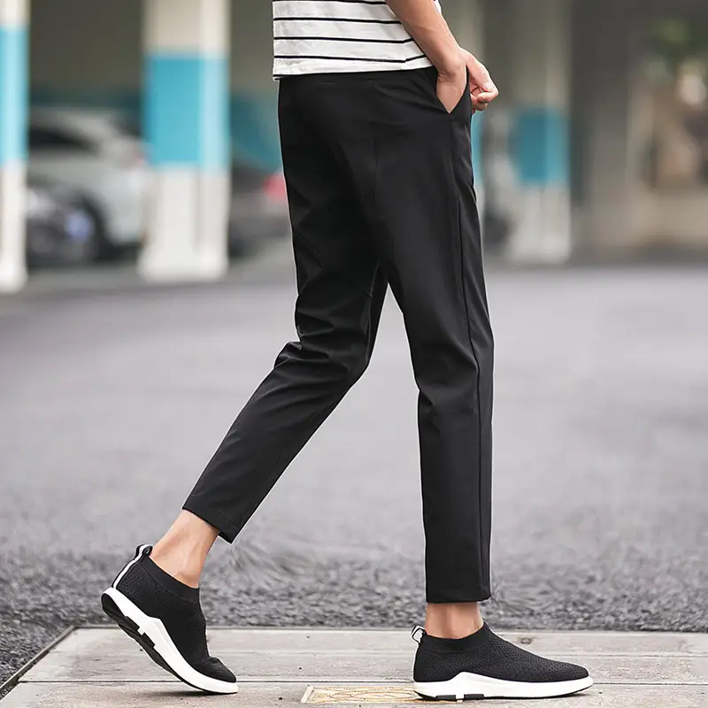 Men's Slim Stretch Casual Pants Black New Summer - Image 5