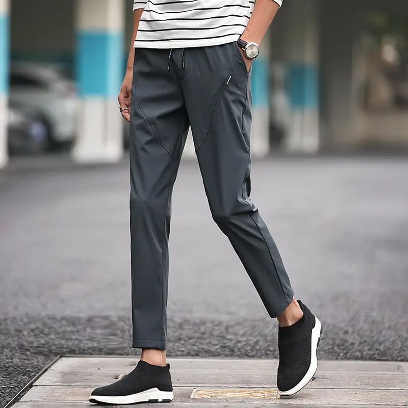 Men's Slim Stretch Casual Pants Black New Summer - Image 6
