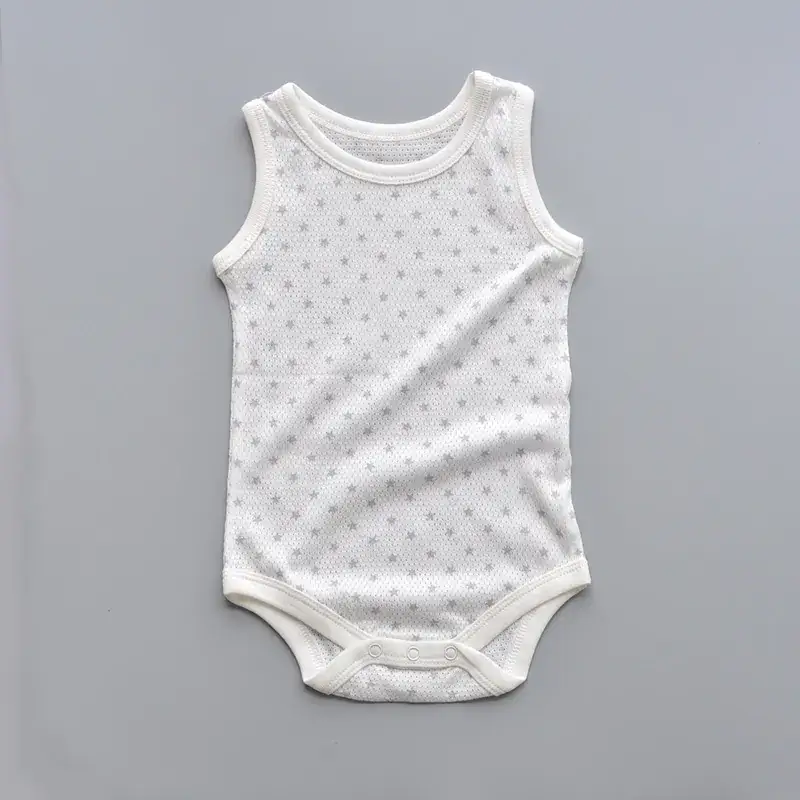 Baby Cotton Vest White Blue Summer Climbing Suit - Image 6