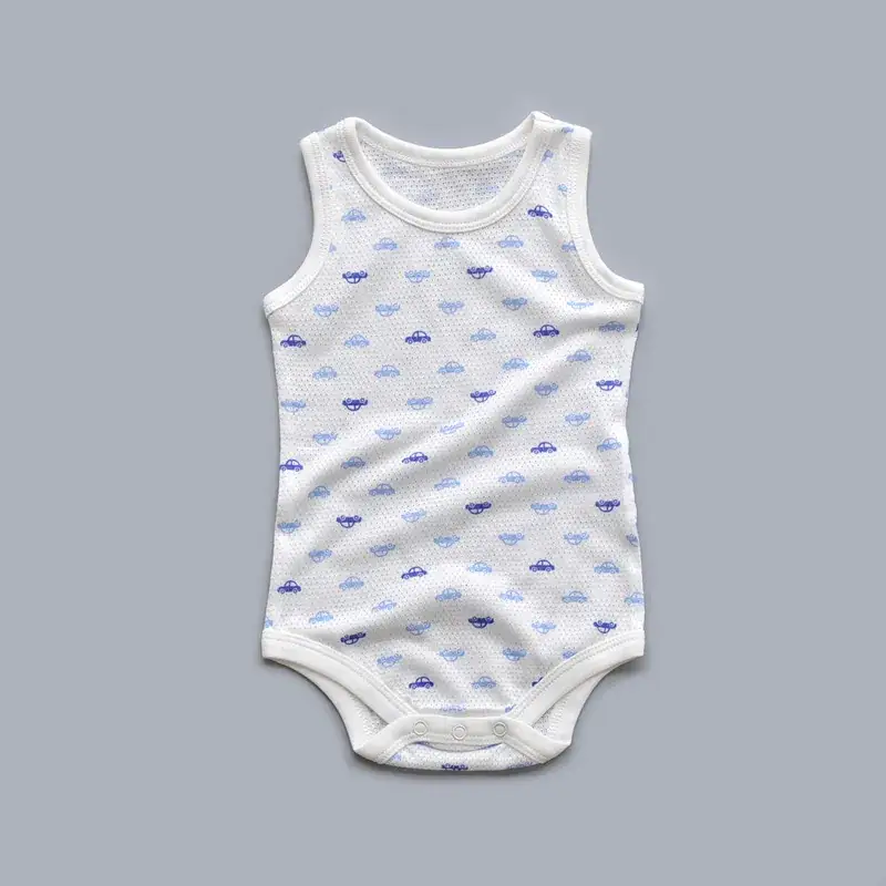 Baby Cotton Vest White Blue Summer Climbing Suit - Image 7