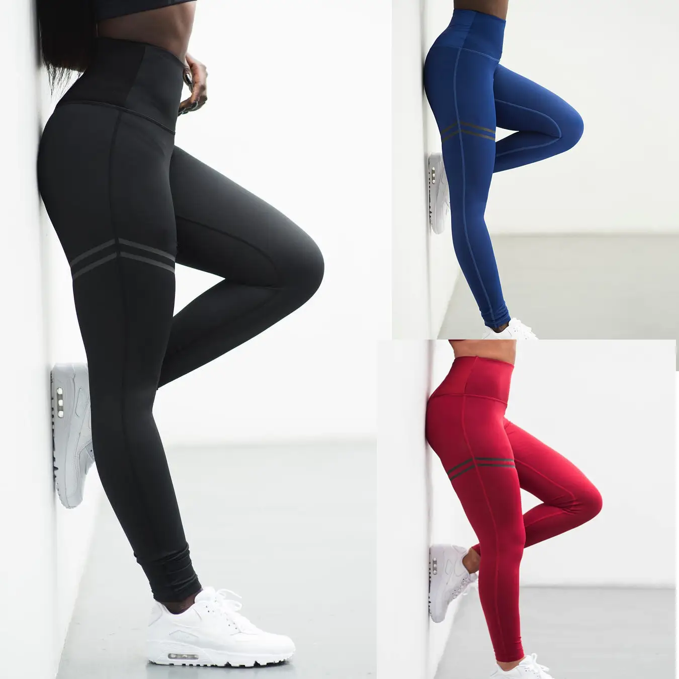 European American High Waist Sports Pants Double Ring Offset Print — feature 2