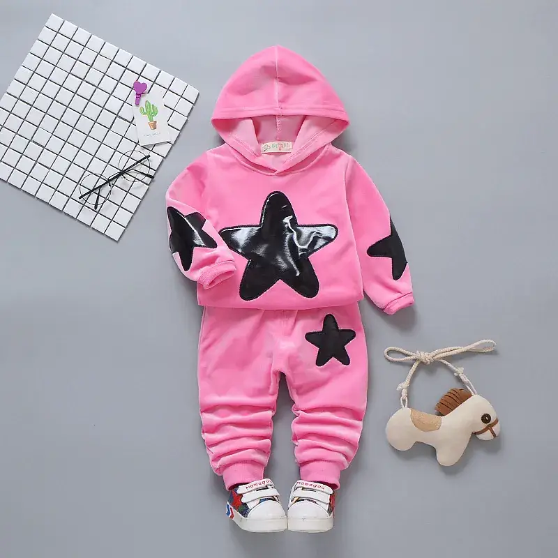 Red Star Hooded Kids Suit for Girls - Image 3