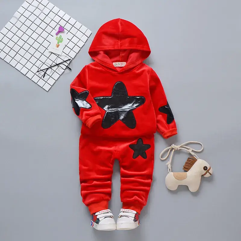 Red Star Hooded Kids Suit for Girls - Image 2