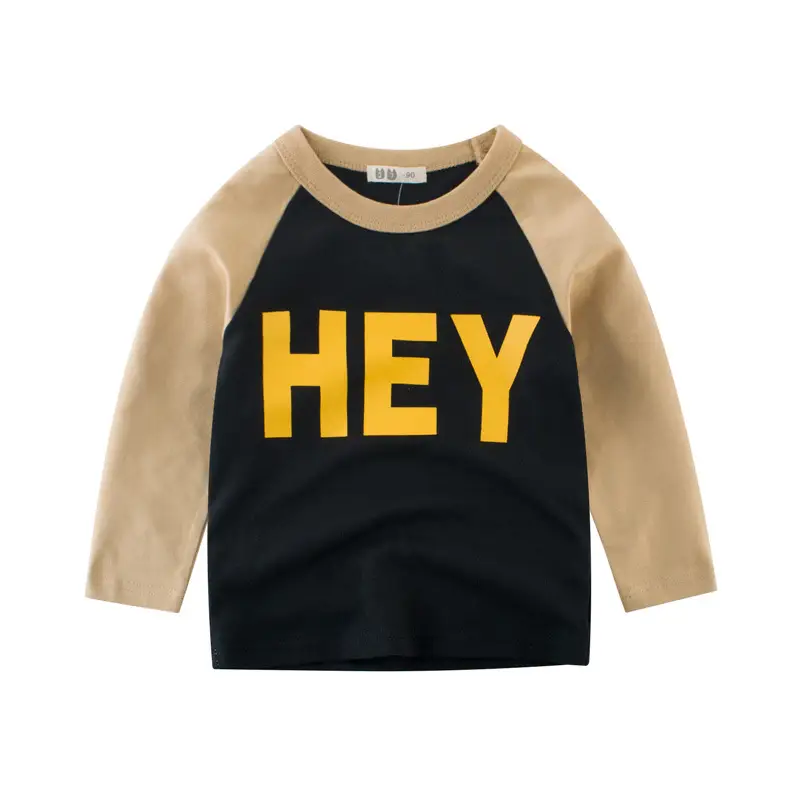 Kids Long Sleeve T-Shirt Black Yellow "HEY" Korean Style - Image 3