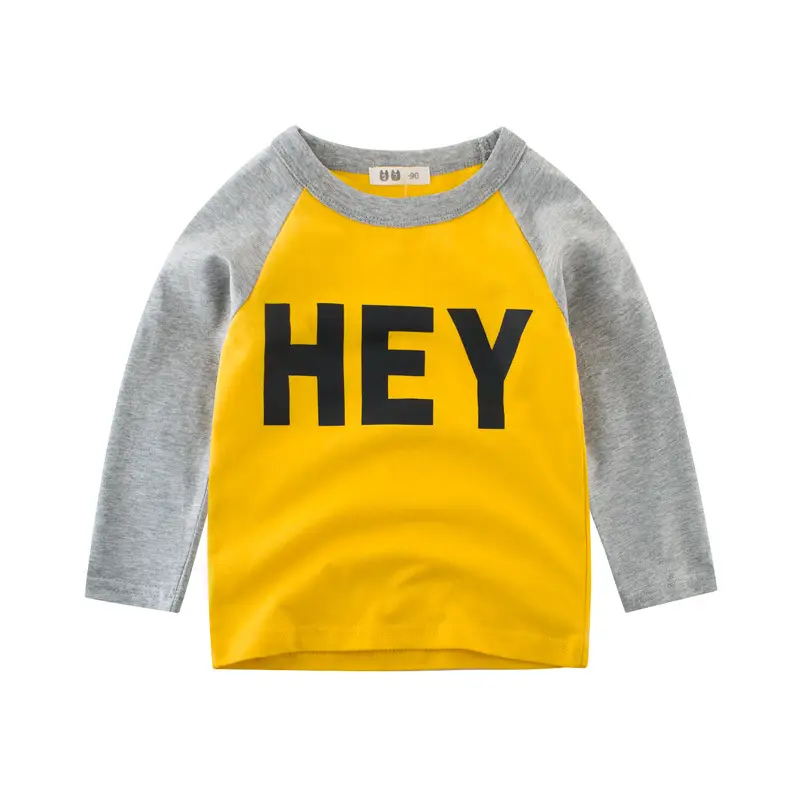 Kids Long Sleeve T-Shirt Black Yellow "HEY" Korean Style - Image 2