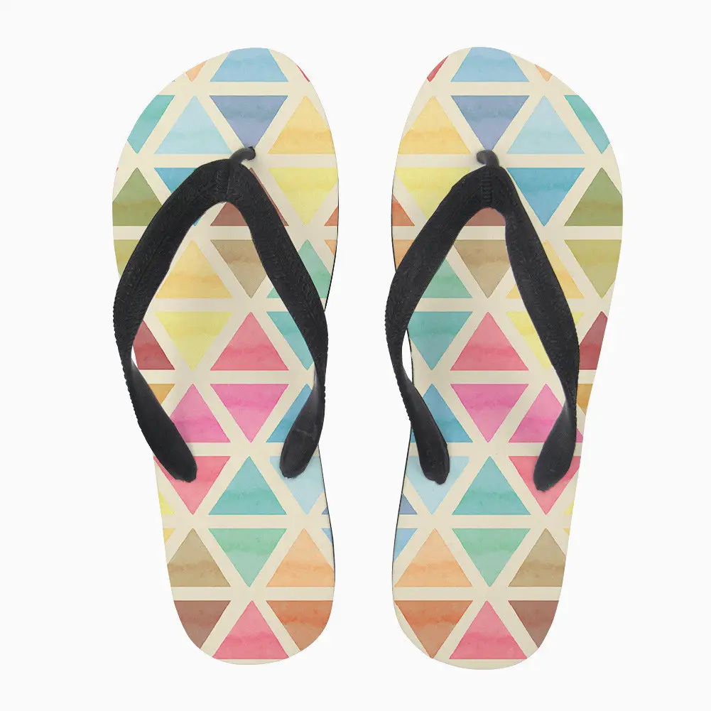 3D Thermal Transfer Flip Flops Geometric Floral Brown