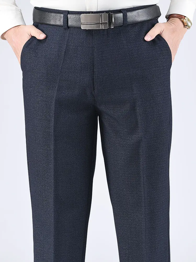 Spring Thick Middle-aged Men Pants Non-Ironing High Waist - Image 11