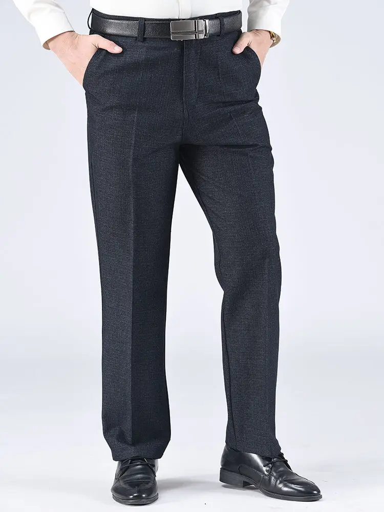 Spring Thick Middle-aged Men Pants Non-Ironing High Waist - Image 12