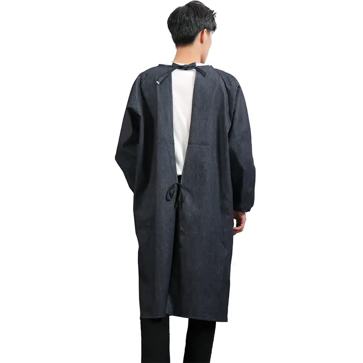 Men's Long Sleeve Denim Apron Black Protective Cover - Image 5