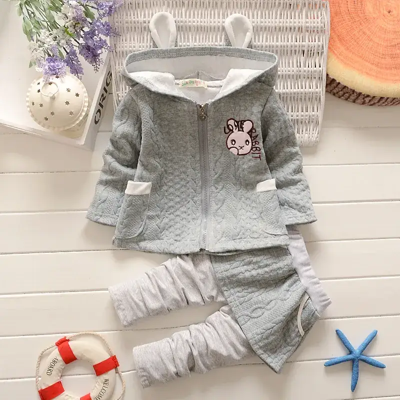 Pink Knitted Rabbit Head Zipper Jacket for Girls Medium