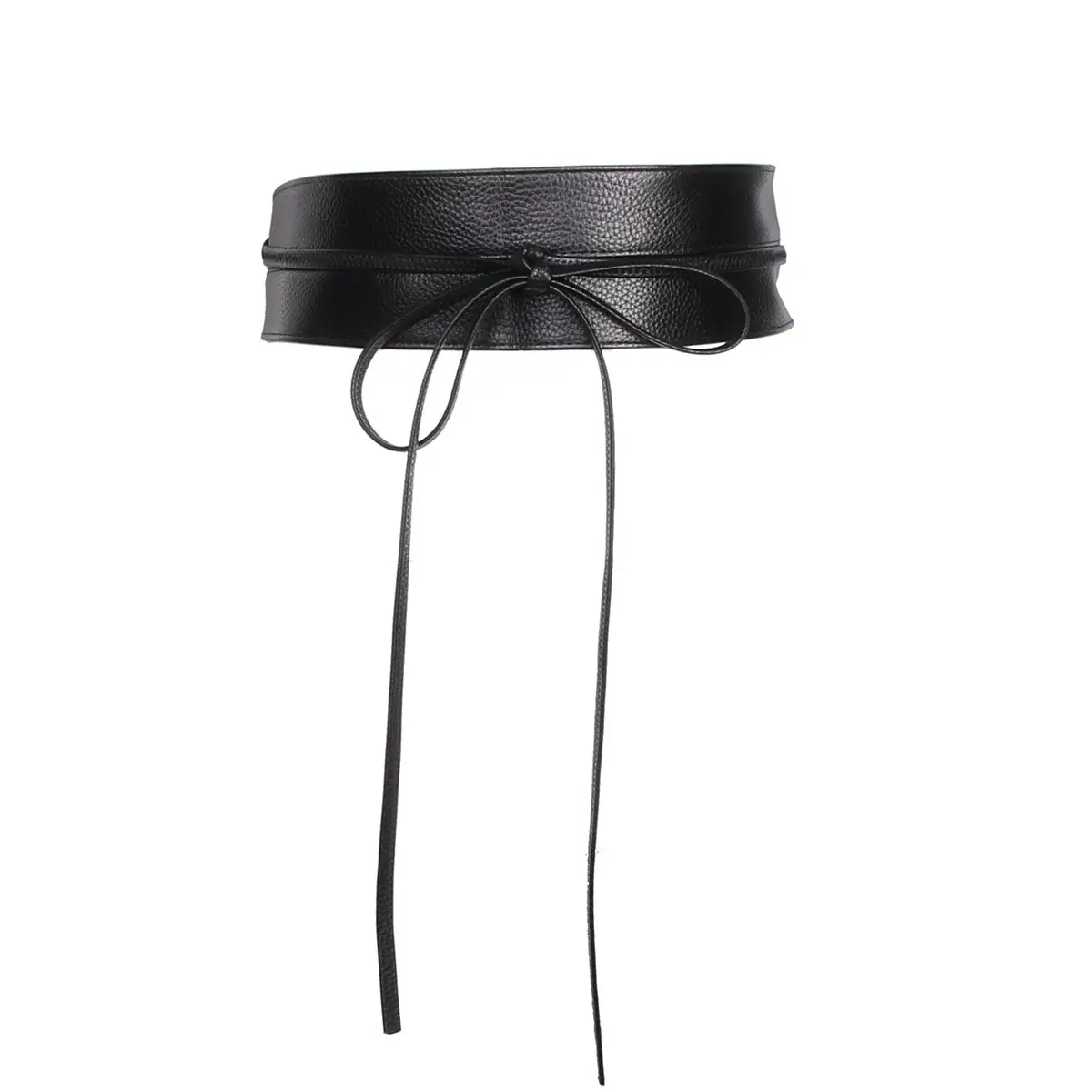 Black Wide Ribbon Bow Knot Waist Belt for Women