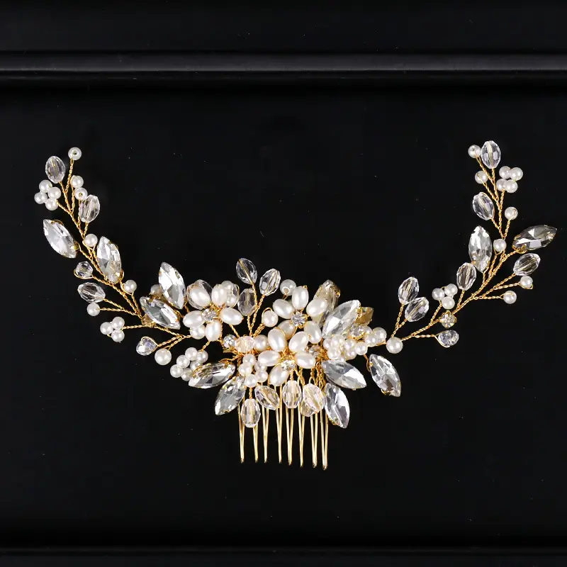 Diamond Encrusted Pearl Hair Comb for Weddings - Image 4