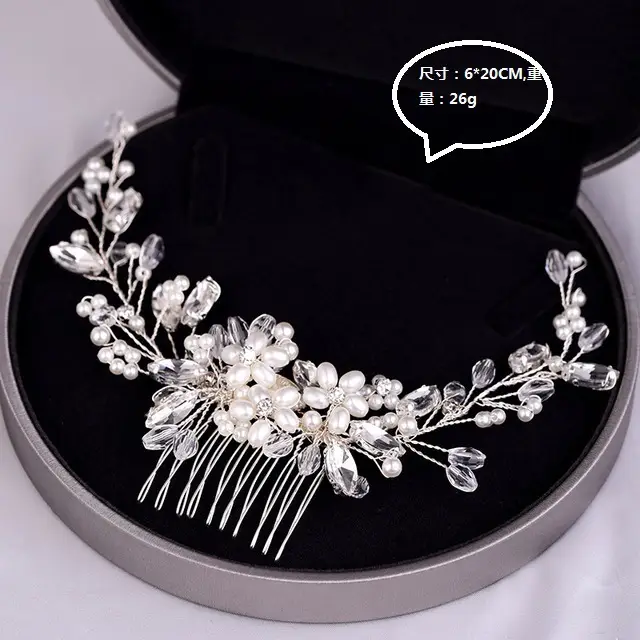 Diamond Encrusted Pearl Hair Comb for Weddings - Image 2