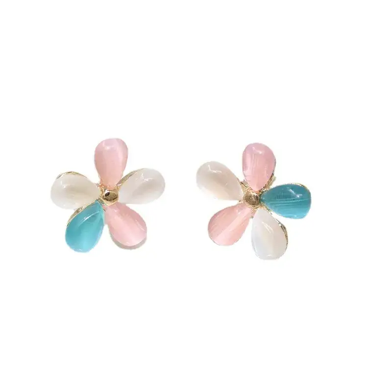 Korean Cat's Eye Flower Earrings Wholesale 5 Petal - Image 7
