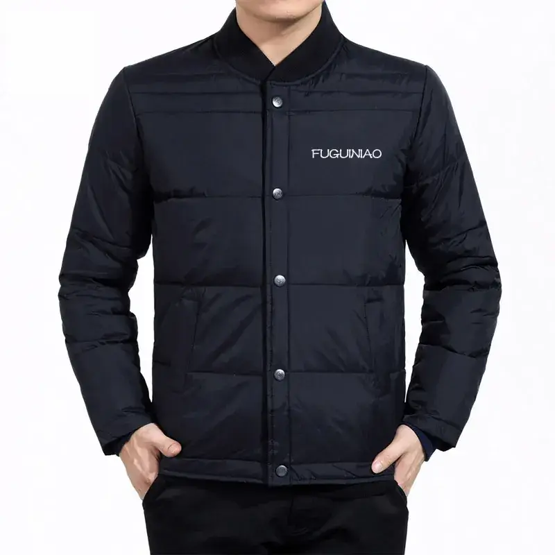 Men's Black Down Jacket Warm Thick Winter Wear Large - Image 6