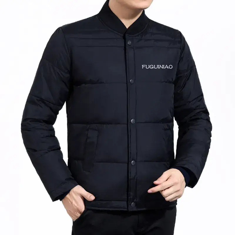 Men's Black Down Jacket Warm Thick Winter Wear Large - Image 7