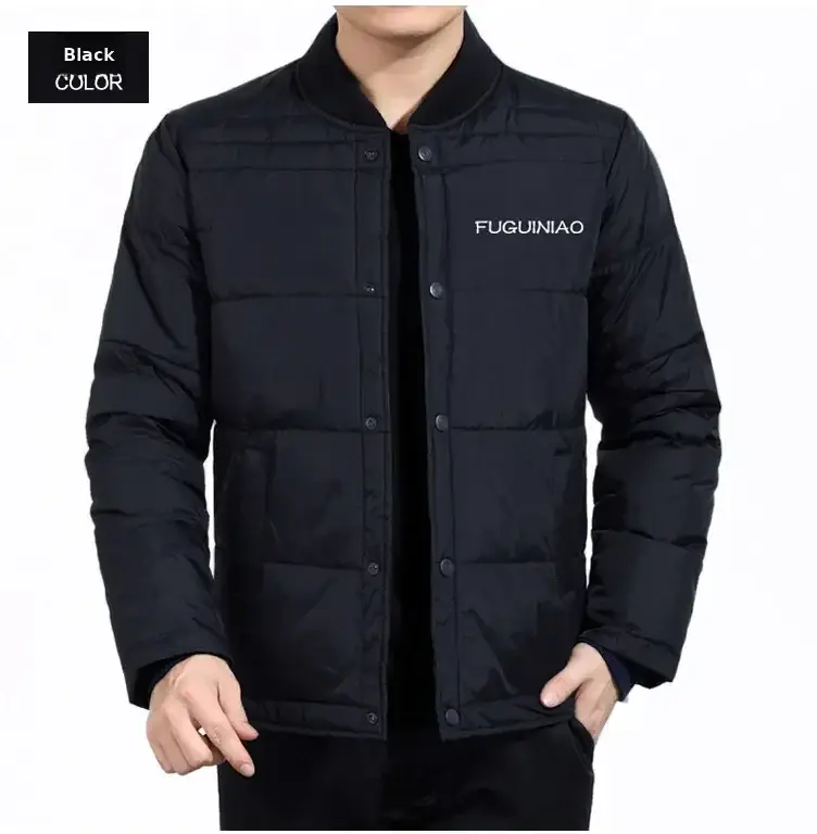 Men's Black Down Jacket Warm Thick Winter Wear Large — feature 13